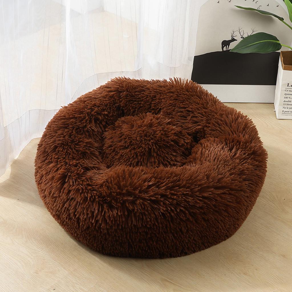 Dog Round Cat Winter Warm Sleeping Bag Long Plush Soft Pet Bed Calming Bed
