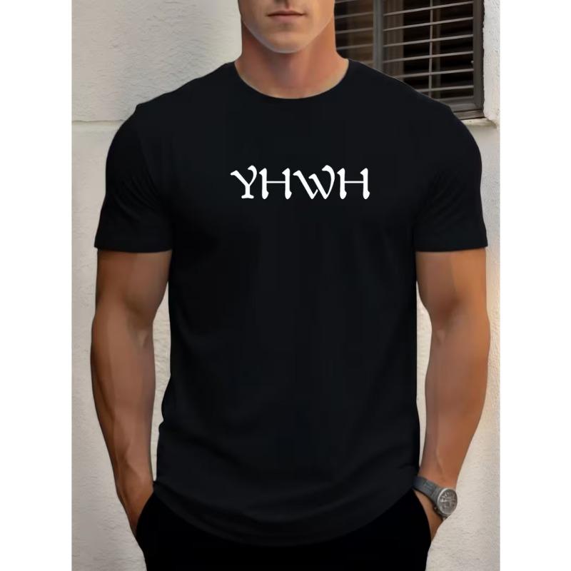 European sizes Men S YHWH Pattern Summer Casual Short-Sleeve T-Shirt S чёрный