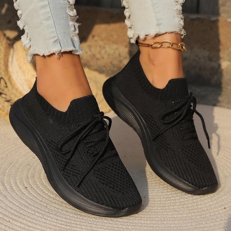 Women Sneakers Fashion Lace Up Mesh Breathable Outdoor Walking Small White Shoes Round Toe Non-slip Thick Sole Tennis Shoe