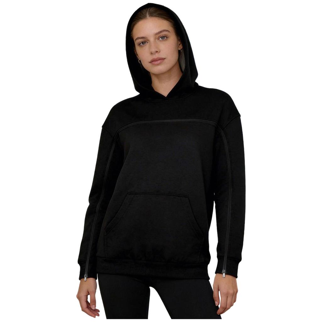 Women Fleece-Lined Adaptive Hoodie Full Arm Chest Access Long Sleeve Pullover Sweatshirt with Pocket for Dialysis Recovery