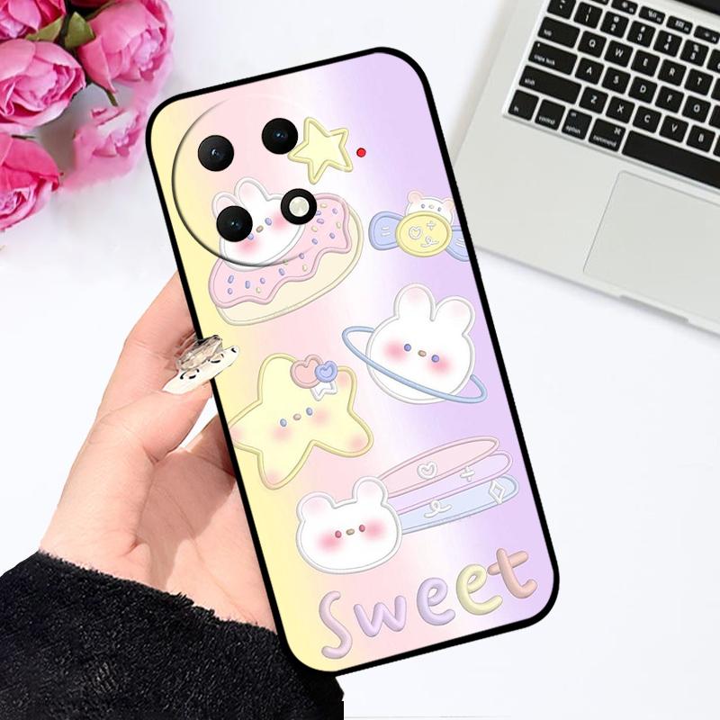 Hülle Für Tecno Camon 30S Pro Weiches Silikon TPU Schwarze Handyhülle Für Tecno Camon 30S Pro Blumenmuster Hülle Stoßfänger Schale
