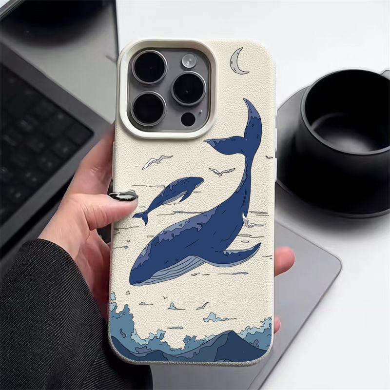

Мягкий чехол-накладка с принтом кита, противоударный, тонкий, из матового ТПУ для iPhone 16 16E 15 Pro 14 Pro Max 13 12 11 iPhone 16 Pro Max бежевый/белый