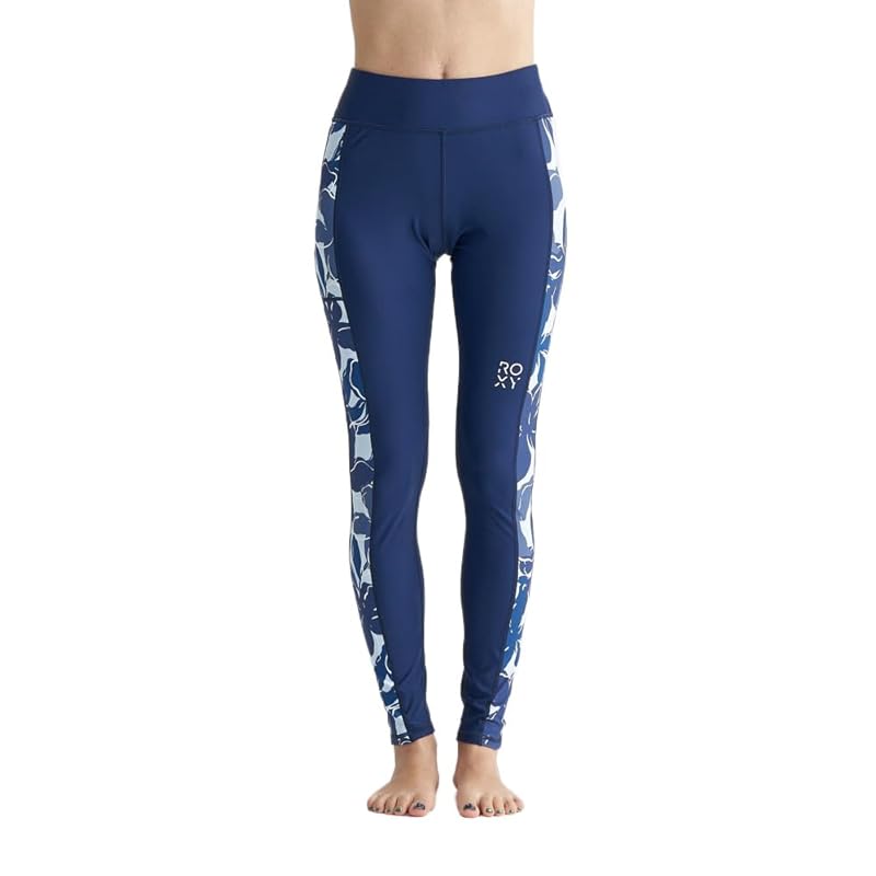 

[Roxy] leggings Amphibious printed solid color switching leggings ladies RPT241509 BLU