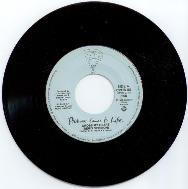 

7inch Record PICTURE COMES TO LIFE Cross My Heart Remix Version SPOS03 Cesspool Of Lus 1989 Canada Rock Used