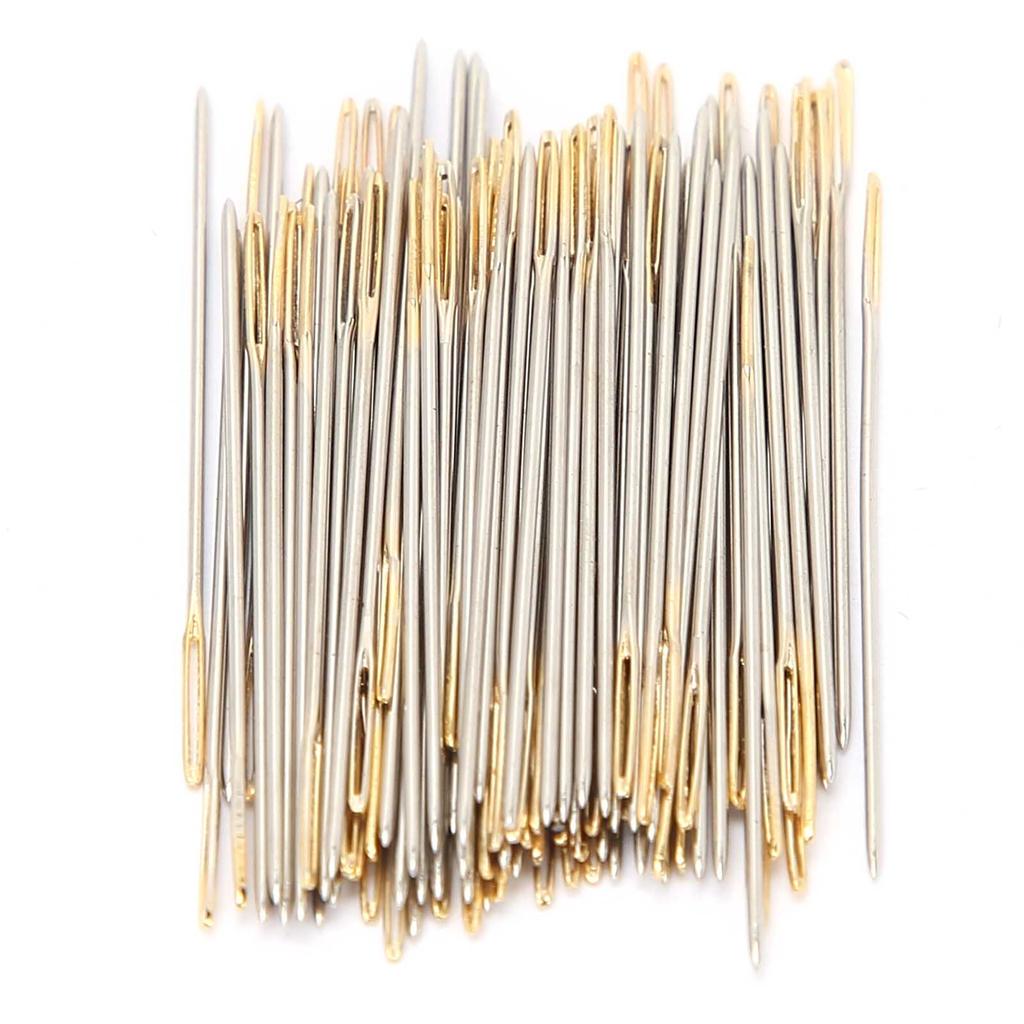100Pcs Cross Stitch Needles Metal Large Eye Sewing Stitching Embroidery with Storage Box26#
