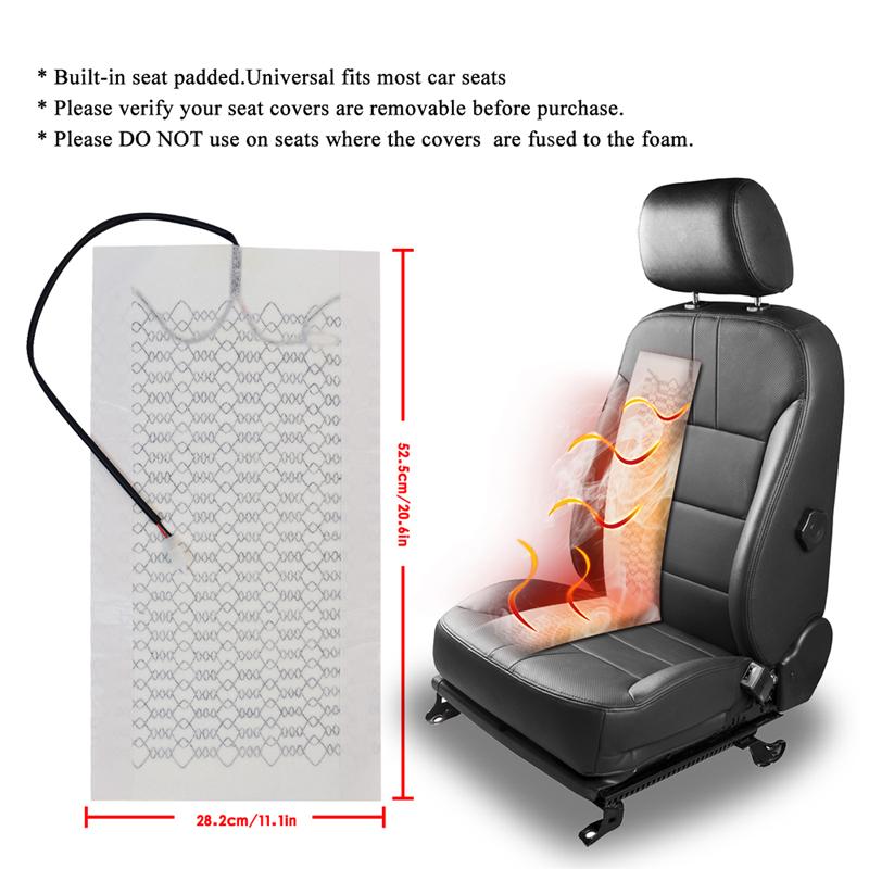 12V Universal Built-In Car Seat Heater Carbon Fiber Seat Heating Pad 6-level Dual Round Switch Control System Fit for 2