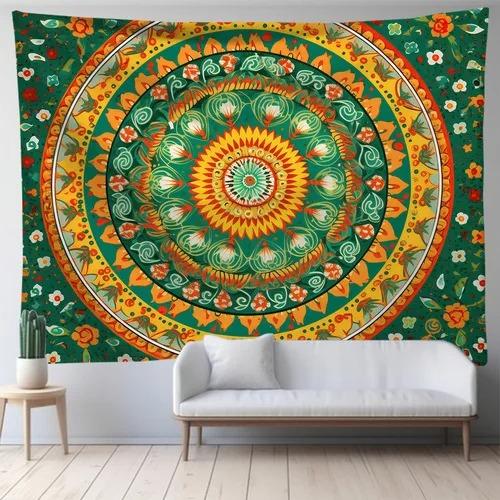 Mandala zielona sztuka tkanina wisząca sypialnia salon tkanina tło do druku dekoracja domu ściana salonu gobelin