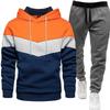 Men's Winter/Autumn Color Block Hoodie & Sweatpants Set