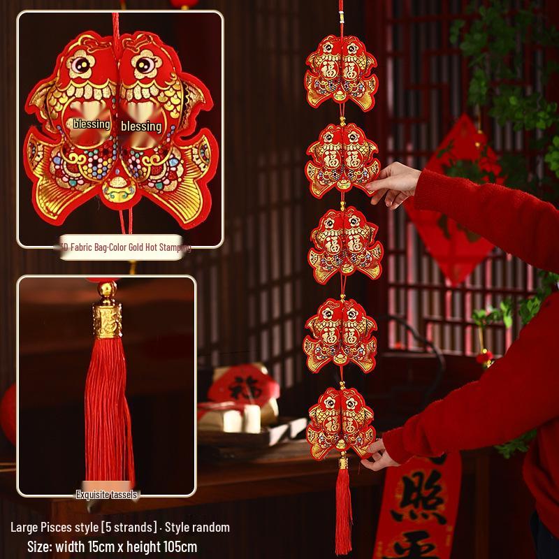 2026 Spring Festival Hanging Decorations: New Year Firecrackers, Lucky Bag, Chili, and Lantern Ornaments for Your Living Room