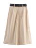 Autumn 2025 Women's Pleated Cloak Midi Skirt with Belt