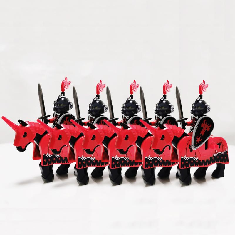 5 Sets Mittelalterliche Burg Ritter Dunkler Sauron Schlacht Fünf Heere König von Rohan Römischer Soldat mit Pferdefigur Bausteine Kinderspielzeug