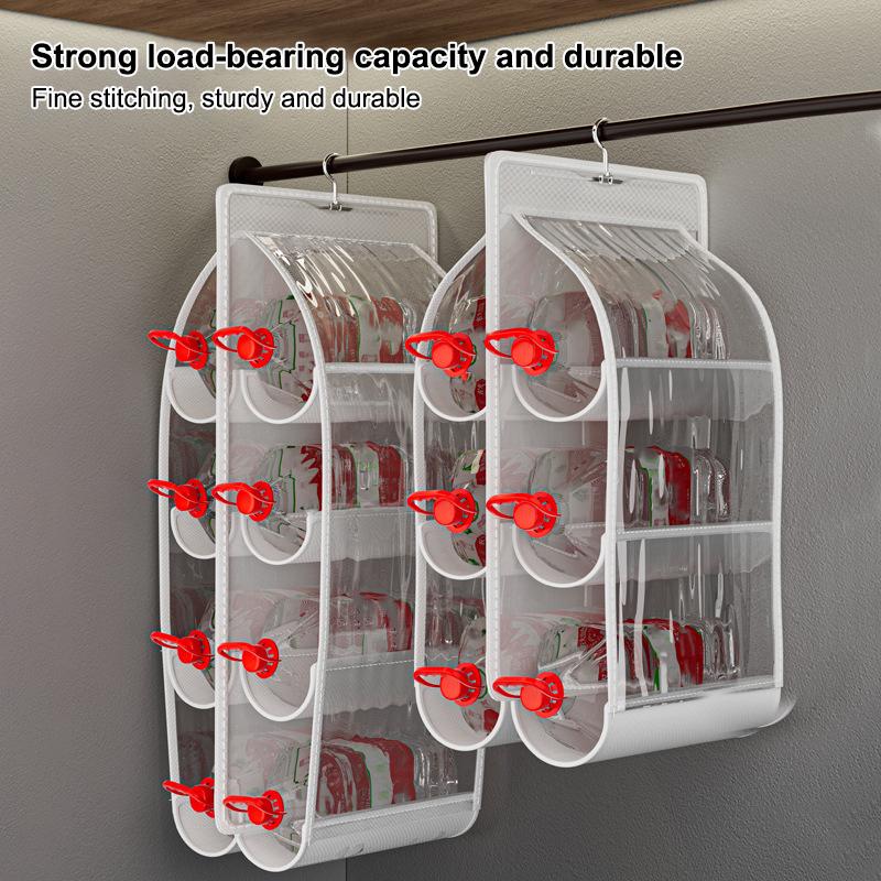 6 Pocket Hanging Handbag Organizer For Wardrobe Closet Gray Waterproof Storage Bag Door Wall Clear Sundry Bag With Hanger Pouch