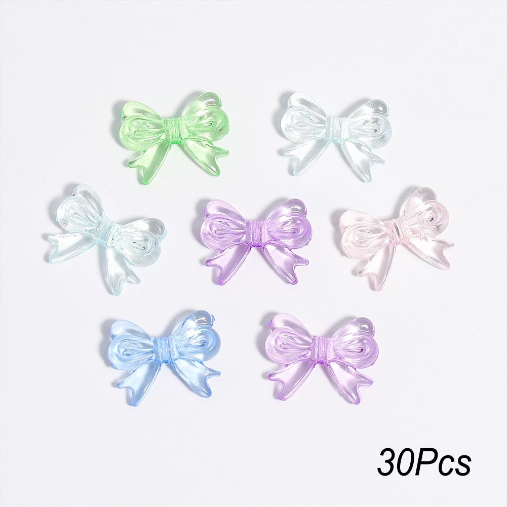 30Pcs Multicolor Transparent Acrylic Bowknot Beads For DIY Bracelet Earring Keychain Daliy Jewelry Supplies