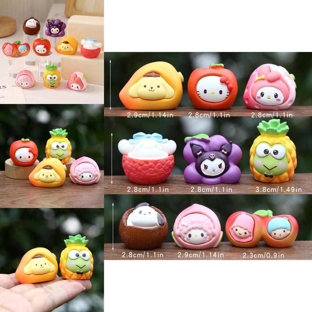 9pcs My Melody Creative Fruit Model Ornament Set For Kids And Collectors
