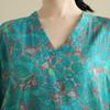 DIMANAF 2025 Women Plus Size Spring Long Dress Loose V-Neck Printing Vintage Casual Floral Oversize Long Sleeve 5033