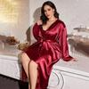 Plus Size Imitation Silk Pajamas: European & American-Style Loose Camisole Dress Set for Women - Sexy, Casual Spring/Summer Nightwear