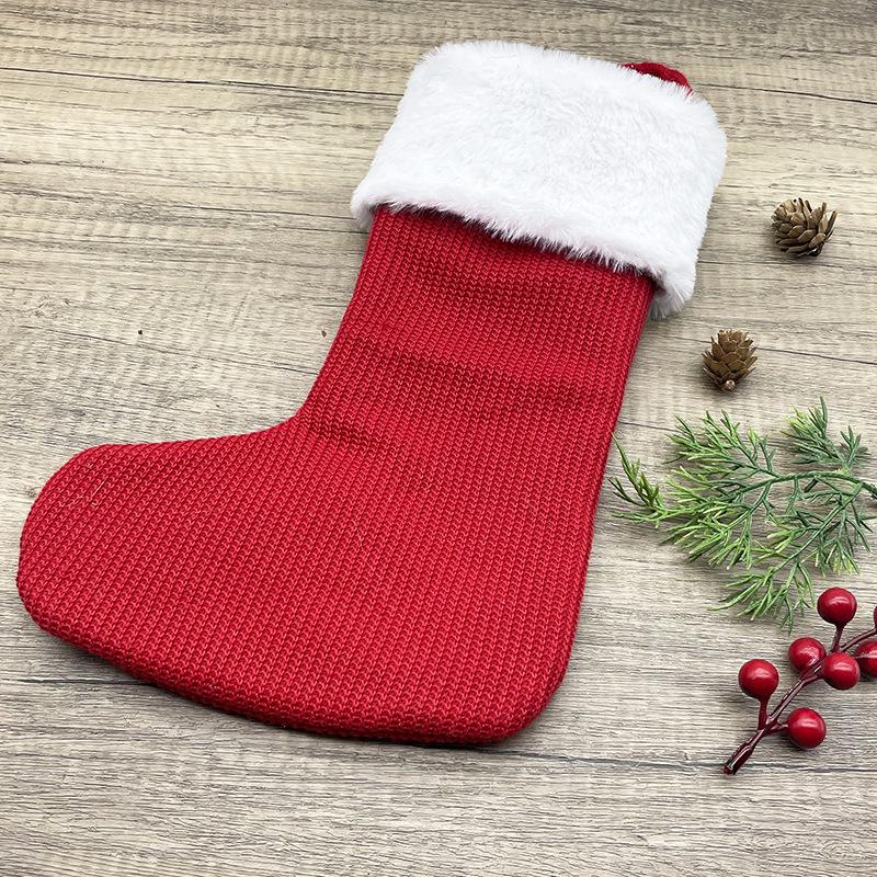 High-End Red Christmas Knitted Stockings with 26 Letters for Gifts & Decorations