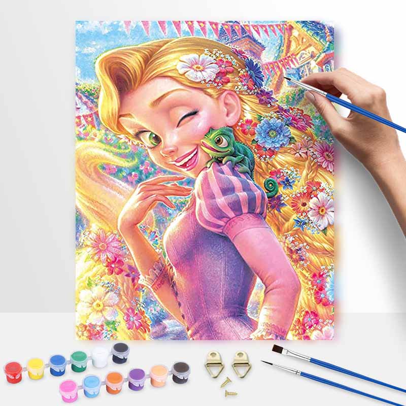 Disney Rapunzel Pascal Painting Kit Canvas DIY Home Decor Gift 20x30cm