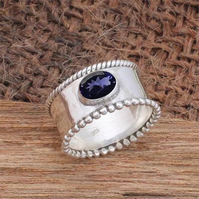 Blue CZ Gemstone Solid 925 Sterling Silver Handmade Designer Ring, Women Gift Ring, Statement Ring, Spinner Ring, Boho Ring