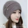 Big brim, warm in autumn and winter, rhinestone bag head, pineapple flower knitted wool hat, small face and tail, adult cold protection