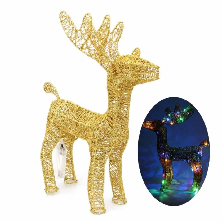 Christmas Wrought Iron Deer Figurine with Led Light Holiday New Year Party Decor