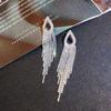 S925 Silver Teardrop Diamond Tassel Dangle Earrings - Korean Fashion, Celebrity Style for Women