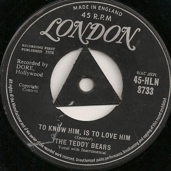 

7-дюймовая пластинка TEDDY BEARS To Know Him Is To Love Him 45HLN8733 London Records 1958 Великобритания Поп Б/у