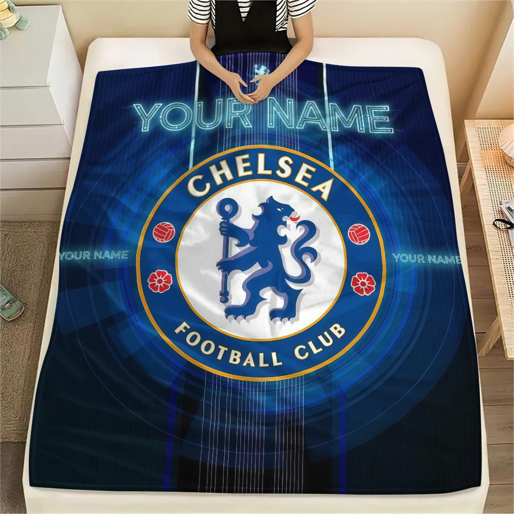Custom Name Chelsea Football Club Flannel Blanket, High Quality Comfortable for All Seasons, Home Decor, Warmth and Comfort