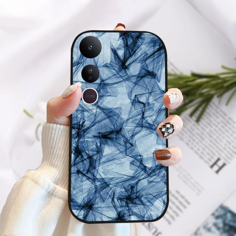 For Vivo V50 Lite 5G Case Fashion Luxury Printed Black Matte Soft TPU Silicone Bumper Cover For Vivo V50Lite 4G Phone Case Funda