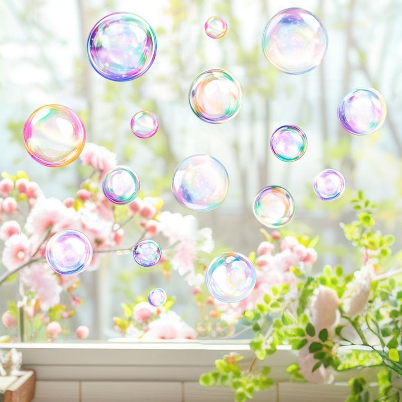 Dreamy Colorful Bubble Vinyl Glass Stickers Removable Electrostatic Decals For Door Window Wall Living Room Bedroom Home Decor