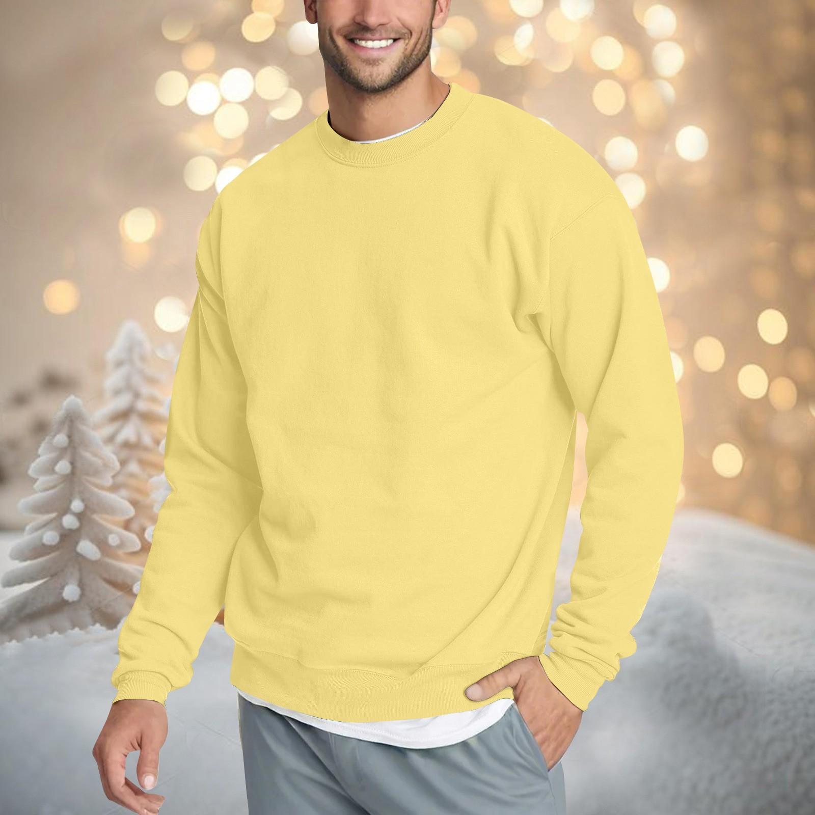 SuJu Heren Casual Mode Comfortabel Kleur Ronde Hals Pullover Sweatshirt Sweatshirt M goud
