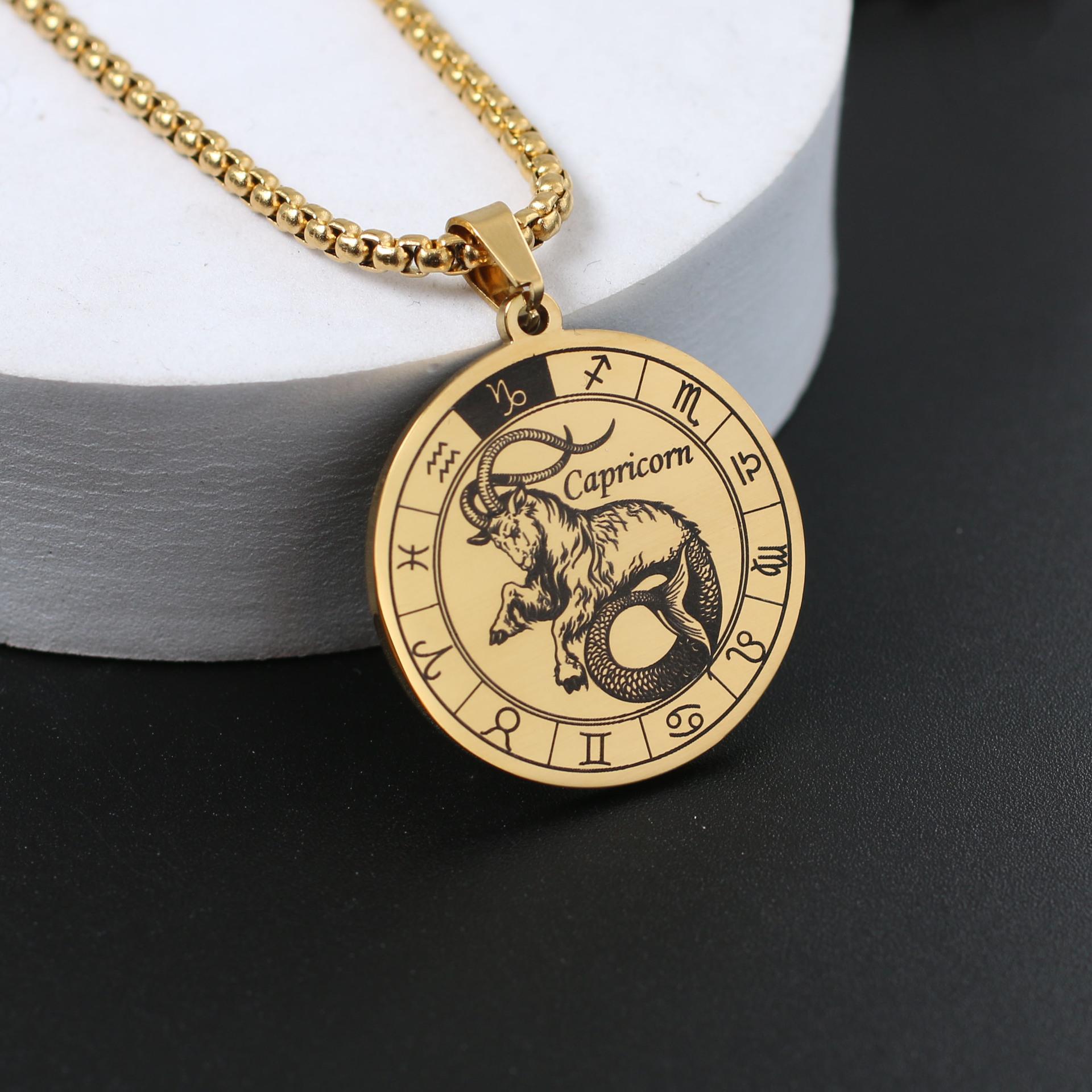 

Ожерелье со знаком зодиака для мужчин и женщин лучшему другу, собачьи жетоны, подарок на день рождения, ожерелье с 12 созвездиями, кулон, ювелирное изделие для пары, подарок Capricorn золотой