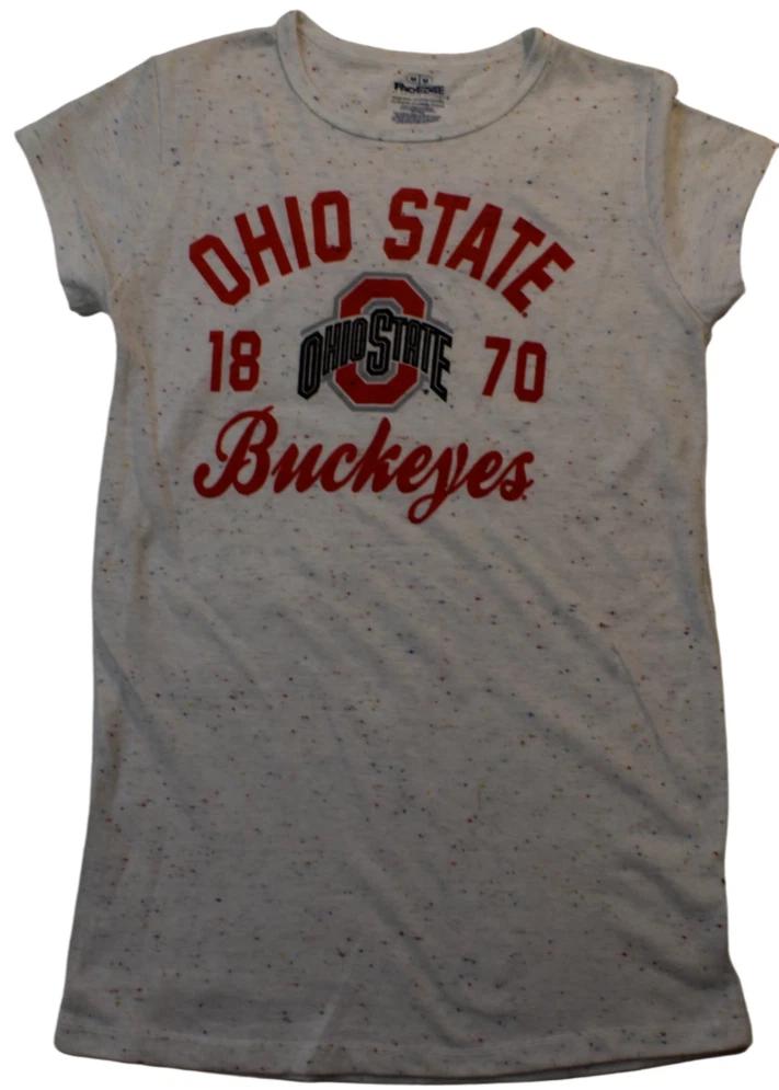 Pro Edge Juniors Ohio State Buckeyes 1870 White Speckled Shirt New M, XL 3XL
