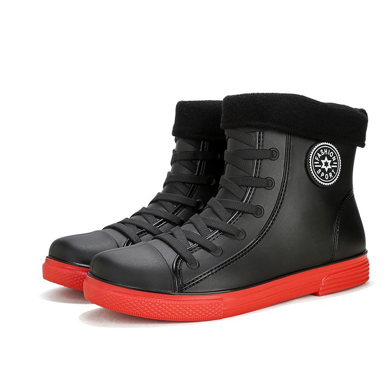Korean Style Men's Waterproof Non-slip Rain Boots - Short, Thickened Casual Footwear