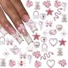 Valentine's Day 520 Nail Art: Heart-Shaped Rhinestone Red & Pink Accessories.