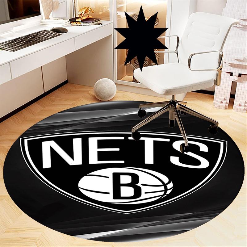 Brooklyn Nets Printed Round Rug Carpet Chair Rug Area Rug Entryway Doormats,for Office Chair Living Room Bedroom Kitchen Room.