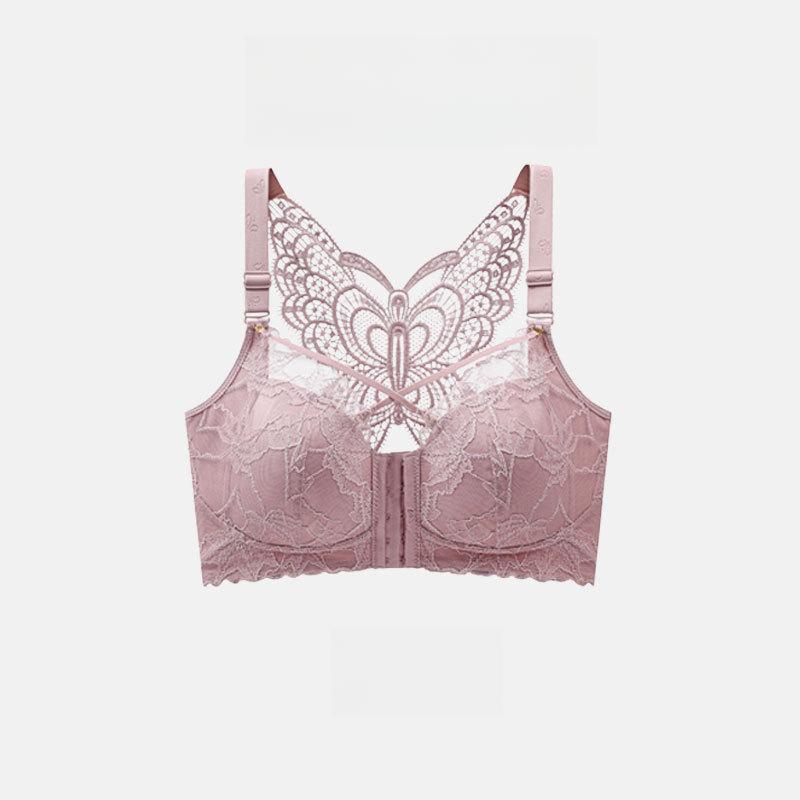 Front-button Bra for Women Butterfly Back Plus-size Underwear for Women Adjustable Type Without Underwire Breast Retraction Bra