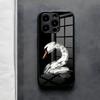 White Swan Illustration Phone Case For IPhone 17 Air 16 E Pro Max 15 14 13 Mini 12 Pro 11 Max Plus Black Glass Cover