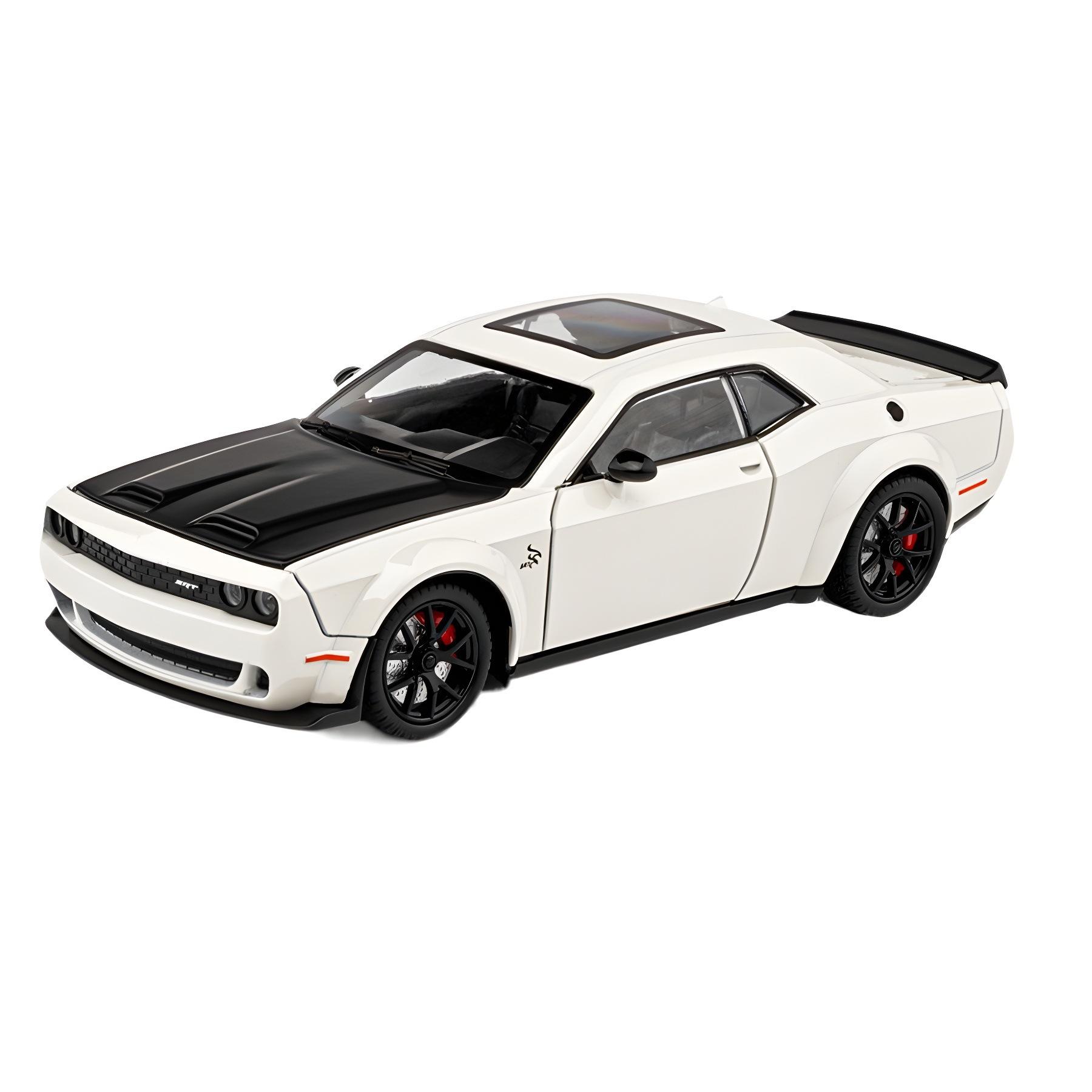 

Модель автомобиля Dodge Challenger Hellcat Redeye в масштабе 1/24, звуковые и световые эффекты, детская игрушка, подарок на день рождения, миниатюрный автомобиль. белый