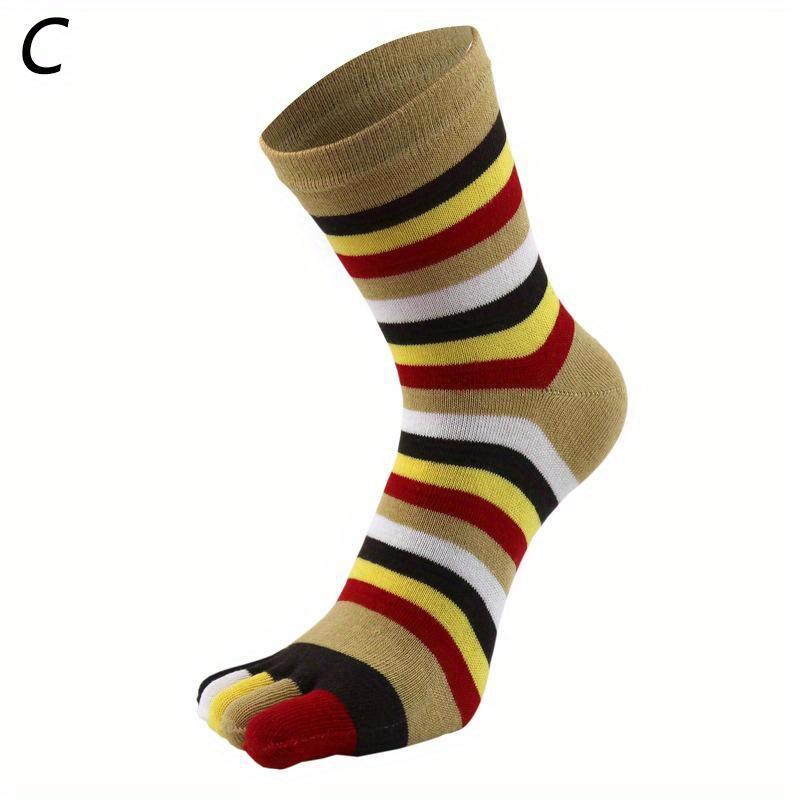 New Women Toe Socks Funny Five Fingers Socks Colorful Striped Printed Rainbow Cotton Breathable Women's Short Socks