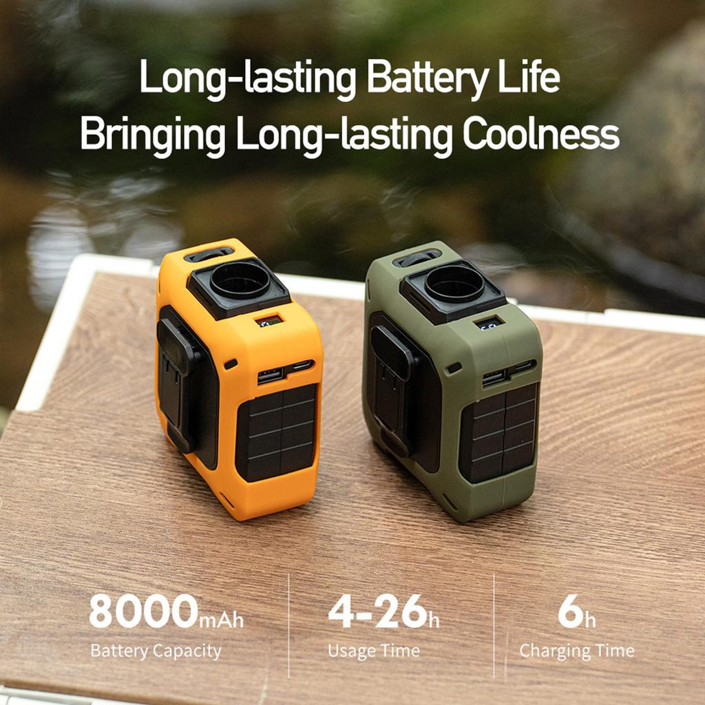 Vysoce rychlostní nositelný stolní ventilátor - Přenosný ventilátor s dobíjecí baterií a funkcí nabíjení telefonu pro venkovní aktivity