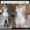 Toa Soa Short Sleeve Mini Hostess Cocktail Night Work Ruffles Women's Dress, Spring, Summer, Autumn, Winter, Dress, Dress, Outfit, Tiered, Fishtail,