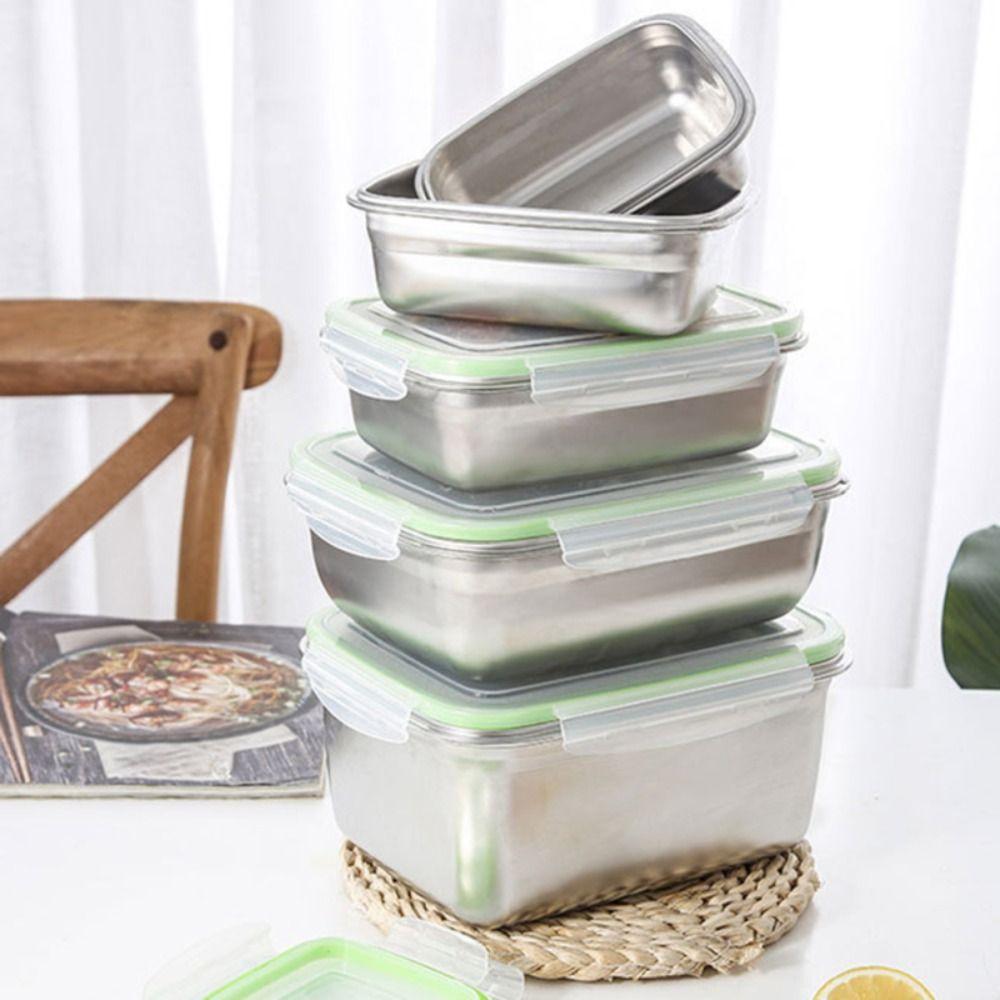 304 Stainless Steel Food Storage Container Leak Proof Lunch Box Fresh-keeping Box  Refrigerator