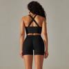 New European and American Seamless Back Cross Shoulder Straps Sports Vest Bra Set Running Fitness Yoga Pants