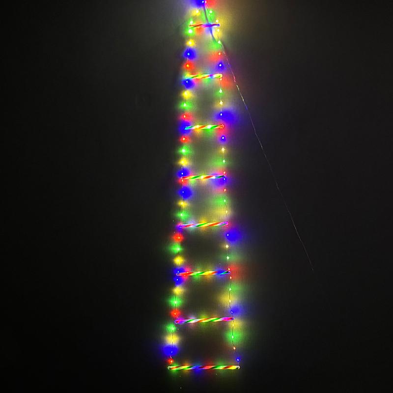 

Рождественская лестница с куклой Санта-Клауса, светодиодная гирлянда с пультом дистанционного управления для внутреннего и наружного рождественского декоративного освещения length 170cm