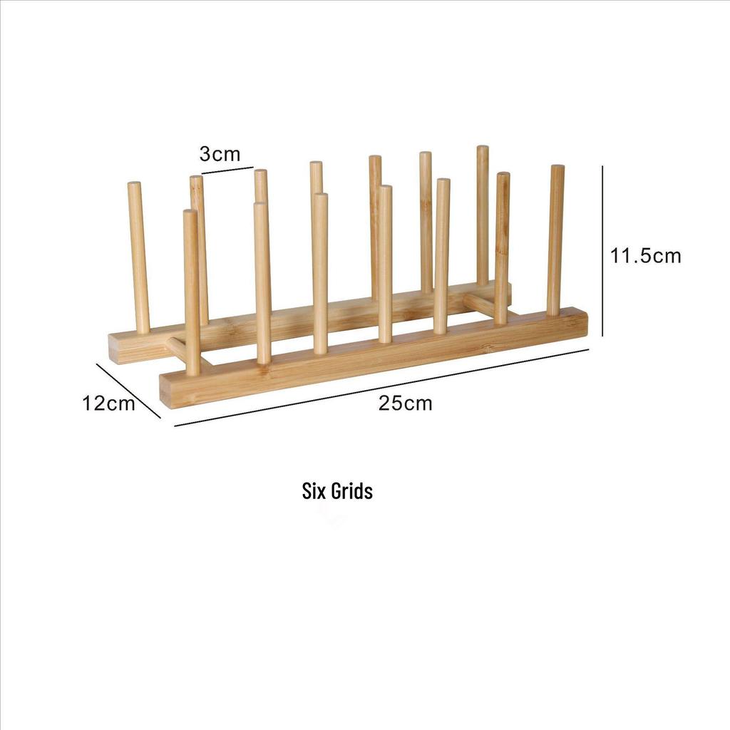Multi-Functional Bamboo Dish Drying Rack for Cups, Plates, and Bowls