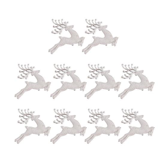 10Pcs Plastic Reindeer Hanging Ornaments Christmas Tree Glitter Elk Decorations Holiday Party Xmas Gifts
