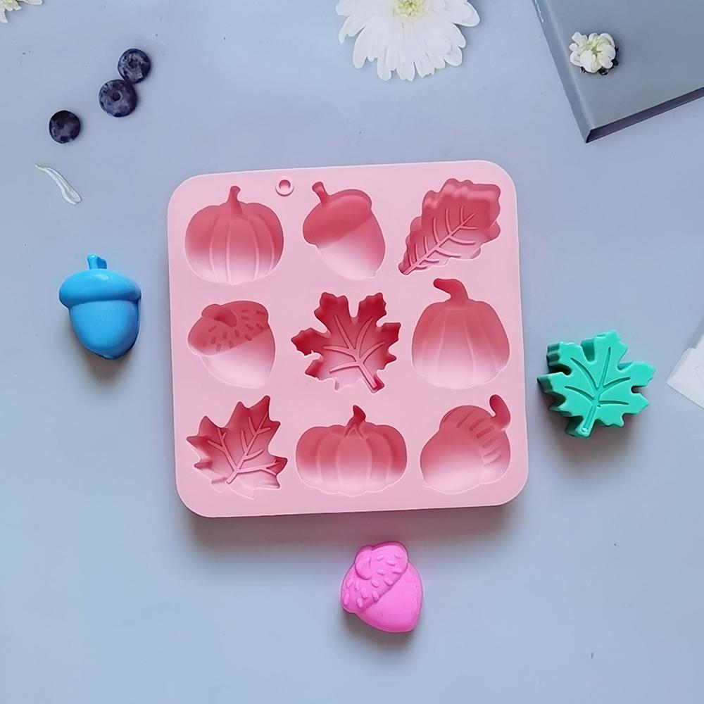 Silikonové formy s tématem Dne díkůvzdání 9 dutin dýně list žalud ovoce tvar forma na bonbony kreativní DIY čokoláda svíčka forma na ledové kostky