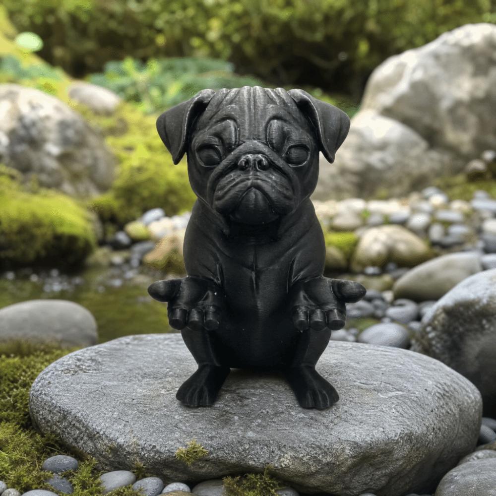 Resin Pug Pen Holder Zen Style Statue Sculpture French Bulldog Desk Accessory Workspace