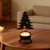Metal Christmas Tree Candlestick Small Tree Shaped Candle Holder Holiday Tabletop Centerpiece for Home Shelf Fireplace Decor